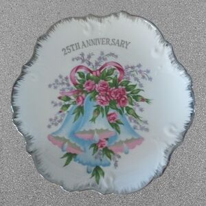 25th Anniversary Decorative Plate with Floral Design